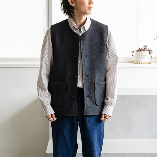 Vent douest ヴァンドウェスト BIELLA YARN襟付きニット VE34516 STYLE